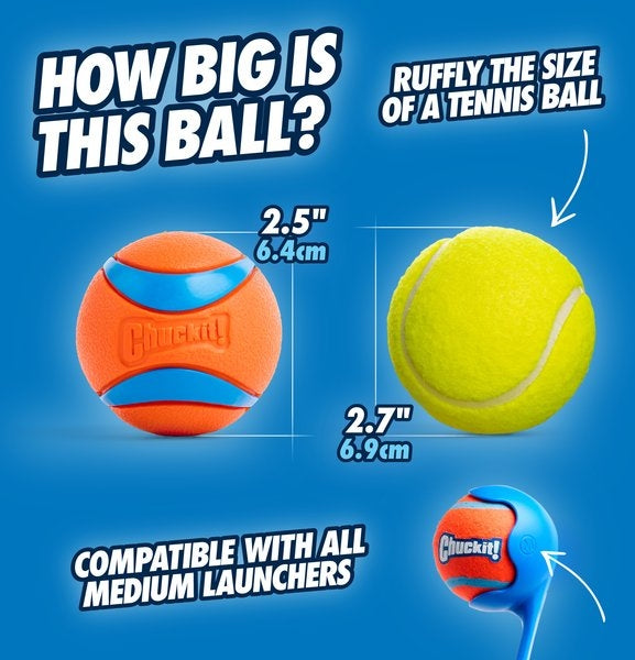 Dog Toys Chuckit! Ultra Rubber Ball Tough Dog Toy, Medium