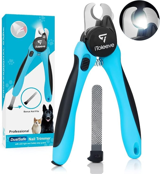 LED Dog Nail Clipper with Light, Illuminates Nails or Bloodline for Safe and Easy Trimmers, Extra Sharp for Thick Nails
