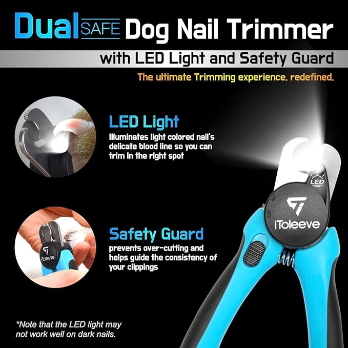 LED Dog Nail Clipper with Light, Illuminates Nails or Bloodline for Safe and Easy Trimmers, Extra Sharp for Thick Nails