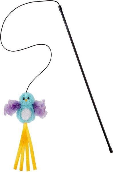 Frisco Bird with Feathers Teaser Wand Cat Toy with Catnip